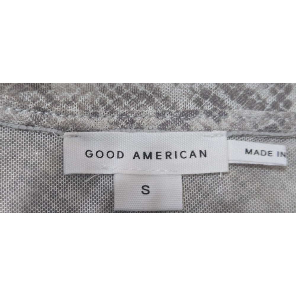Good American Mesh Snakeskin Print Crewneck Short Sleeve T Women's S NWT - Picture 6 of 9